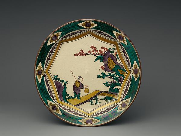 Dish, mid-19th century. Porcelain with polychrome overglaze enamels (Kutani ware)