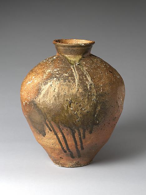 Large Storage Jar (Ōtsubo), late 15th century. Stoneware with natural ash glaze (Shigaraki ware)