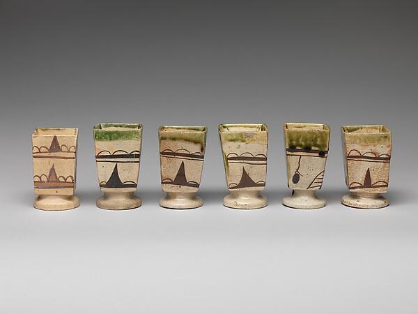 Set of Six Side Dishes (Mukōzuke) for a Tea Gathering Meal, early 17th century. Mino ware, Oribe type